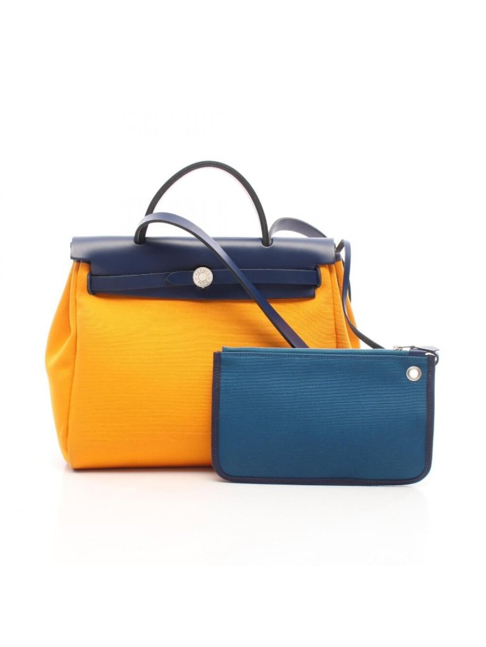 Hermes Handbag Herbag Zip PM Jaune D'or Blue Izmir PM Retourne Izumi